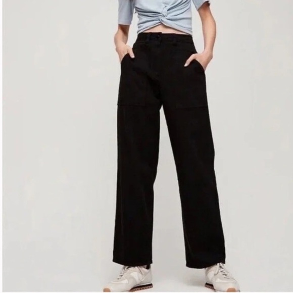 Aritzia Wilfred Free • Modern Utility Pant Women's Size 00 in Black Wide Leg - Picture 1 of 12